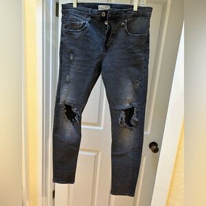Zara Mens Black Distressed Denim
